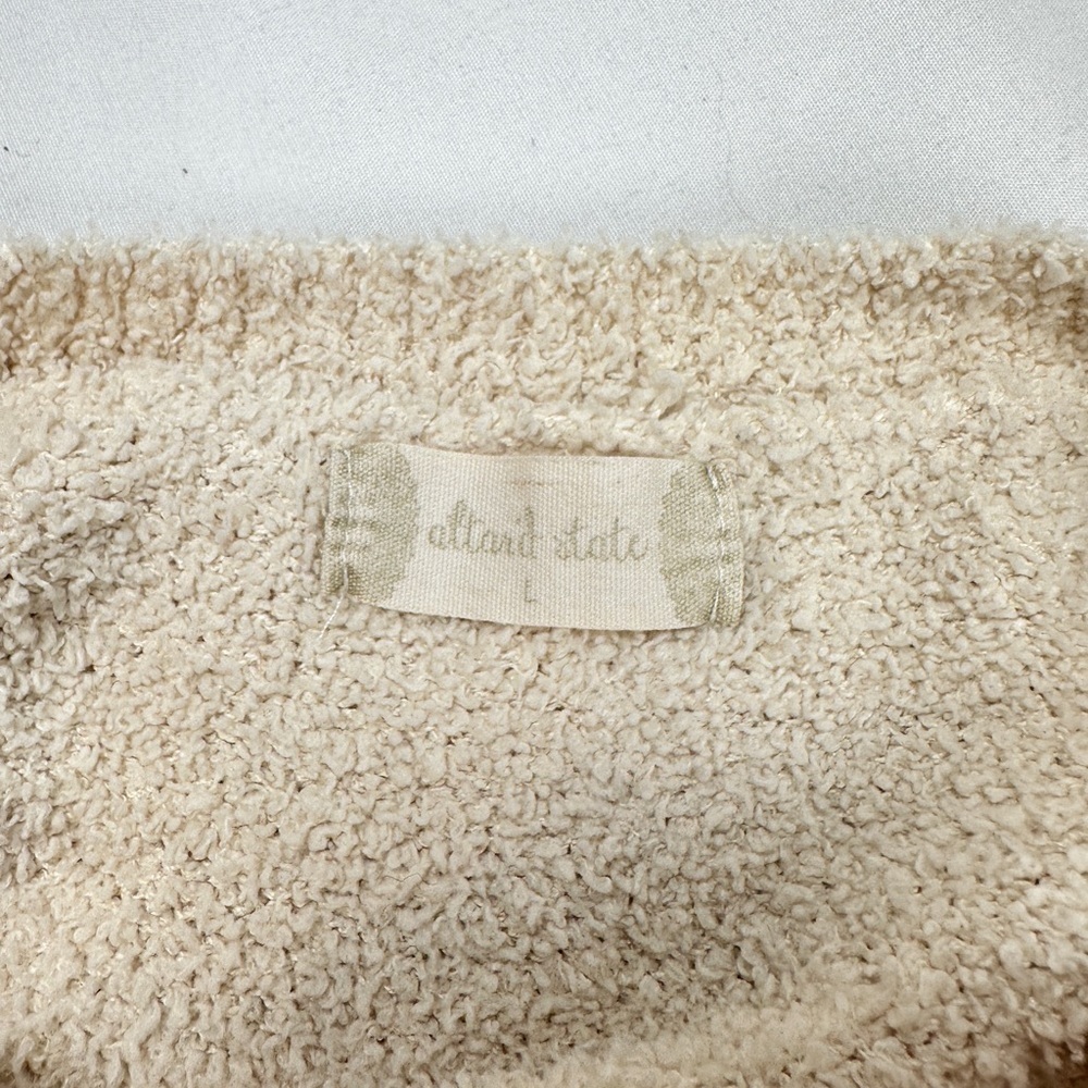 Altar’d State Teddy Bear Sweater Cropped Size L Cream With Striped Sleeves Soft - Picture 8 of 11